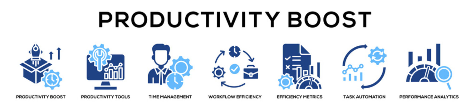 Glyphcolor - Productivity Boost web banner icon vector illustration concept