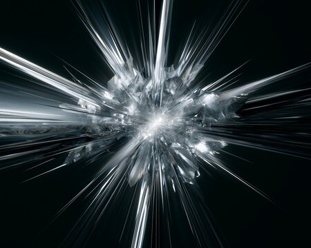 Radiating crystal fragments representing quantum computing artificial intelligence high-speed information and breakthrough future technology