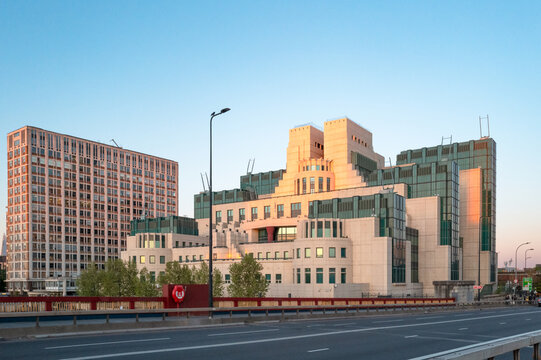 Interesting view of the headquarters of the security services, MI6. Also known as SIS, the secrete intelligence service. Seen via the iconic, River Thames near the bridge.