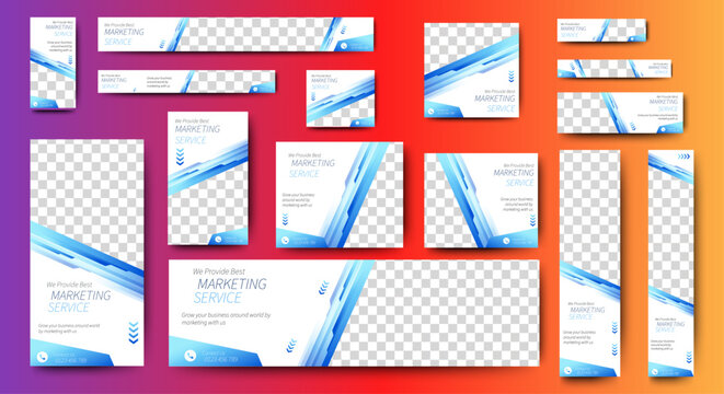 Editable Corporate Business web banner template. vector Web set banner template, vertical, horizontal, square with multisizes. suitable for website ads, cover page, social media post, flyer and more