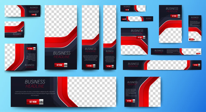 Editable Corporate web banners ad set template design. Business advertising banners template. vector