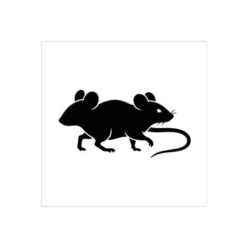 Black Silhouette of a Two-Headed Mouse Illustration.