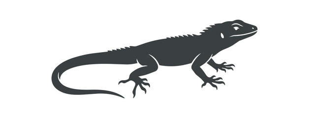Obraz premium Silhouette of a spiky lizard with a long tail and sharp claws.