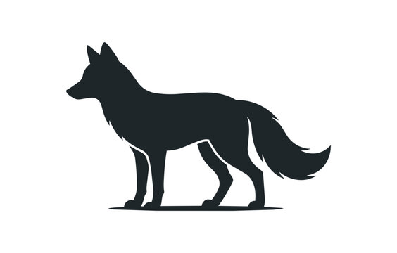 Silhouette of a standing fox in profile view.