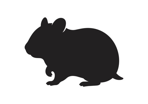 Silhouette of a Hamster in Profile View.