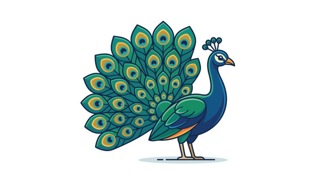 colorful peacock with spread tail
