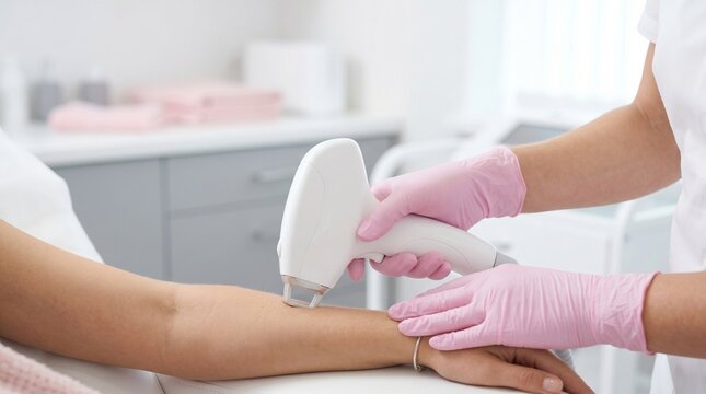 Laser hair removal treatment on arm