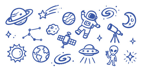 Space Doodle Set Minimalist Scandinavian Vector Illustration © Victoria
