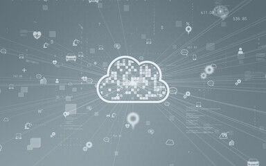Fototapeta premium Cloud network concept background materials CG AI DX semiconductor communication network