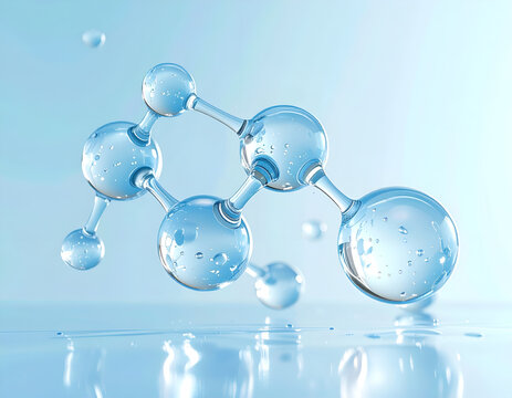 Abstract Molecular Structure of Water Molecules in a Scientific Representation.