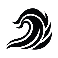 Fototapeta premium Stylized black and white wave icon representing fluidity and natural movement