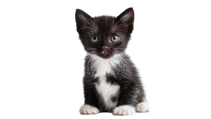 Black and white kitten with blue eyes sitting © Gabriela