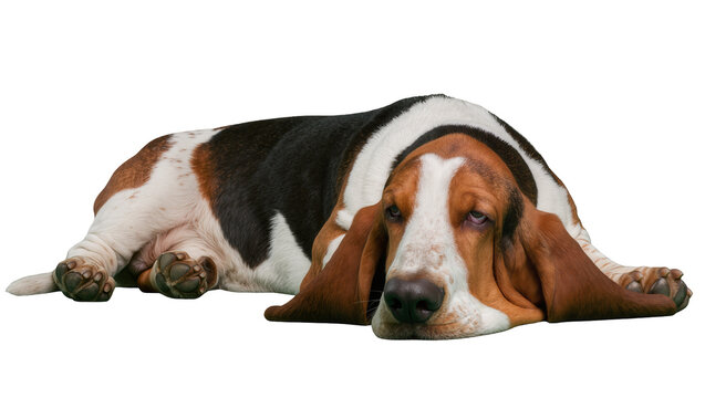 Basset Hound dog with long ears lying down