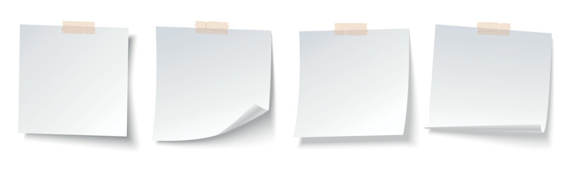 Set of blank sticky note with duct tape.  Note paper with adhesive tape. Office reminder notes set. © sanchesnet1
