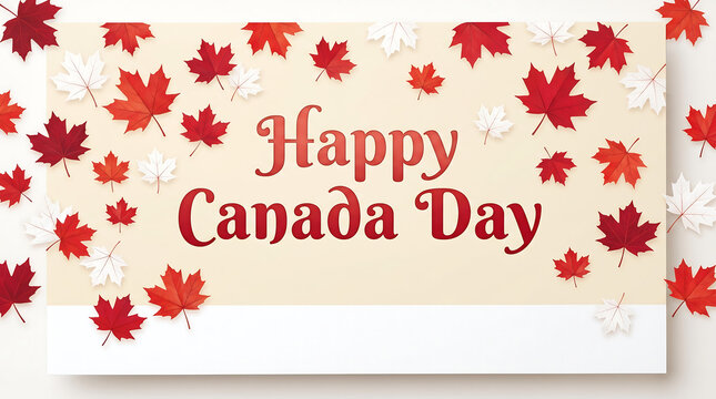 Happy Canada Day, Canadian holiday greeting card, maple leaf celebration, patriotic message