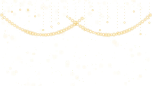 Golden pearl garland or string of lights isolated on transparent background