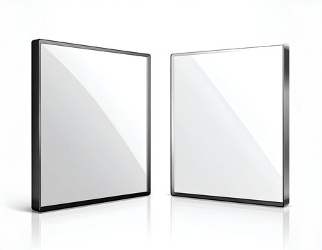 Two Blank DVD Cases Side by Side on White Background.