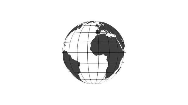 Spinning globe simple icon animation. Rotating planet Earth globe map world icon. countries border highlighted. 