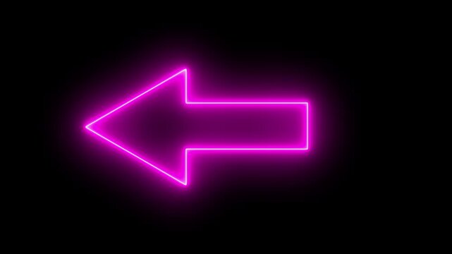 Neon arrow right to left direction concept. Arrow pointing right side, beautiful left side neon arrow icon animation. 