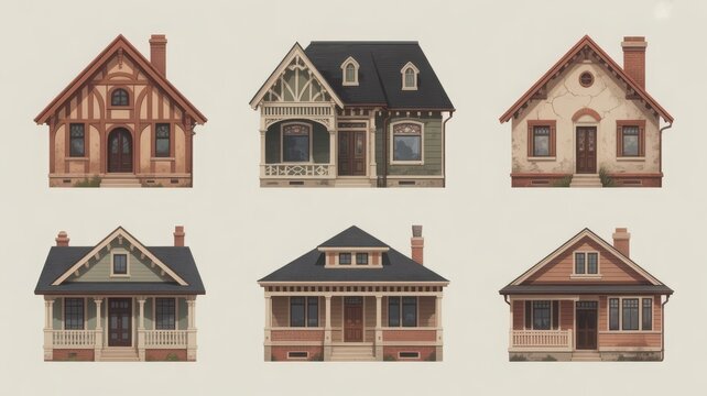 Vintage American Heritage House Icon Collection Pack
