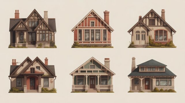 Vintage American Heritage House Icon Collection Pack