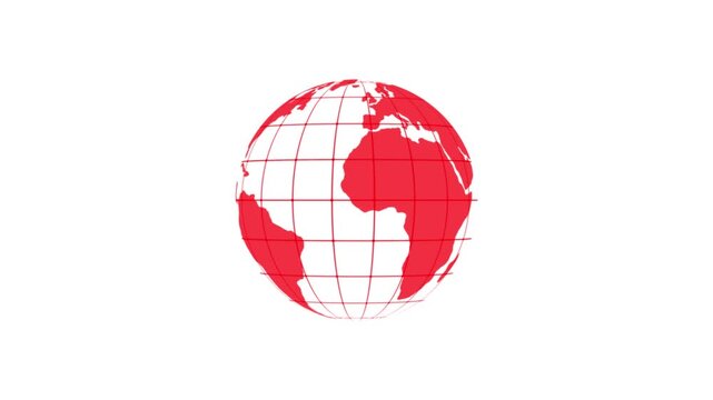 Spinning globe simple icon animation. Rotating planet Earth globe map world icon. countries border highlighted. 