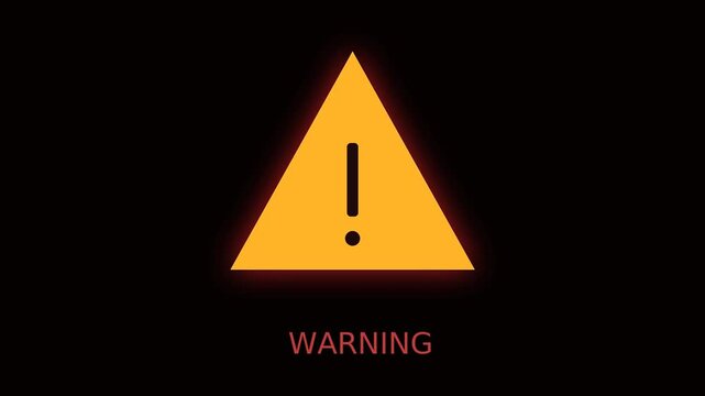 Pulsing yellow warning sign with exclamation mark alert animation caution