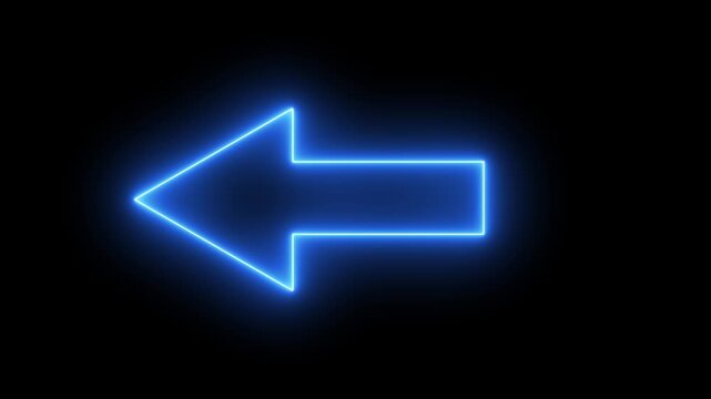 Neon arrow right to left direction concept. Arrow pointing right side, beautiful left side neon arrow icon animation. 