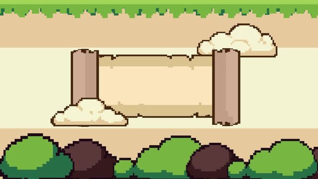 Retro start game animation. 8-bit pixel art animation. Retro Game Intro Animation