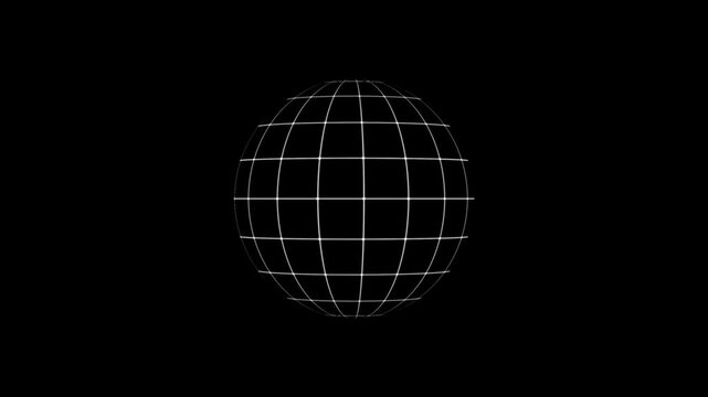 Animated globe planet earth rotating motion graphics. abstract grid globe planet earth map animated on black background