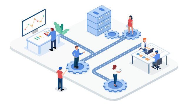 Business process management lifecycle banner with process map