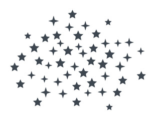Fototapeta premium Abstract background with scattered dark grey stars isolated on transparent background