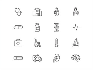 Fototapeta premium Medical health care symbols and icons set for graphic design various health related signs
