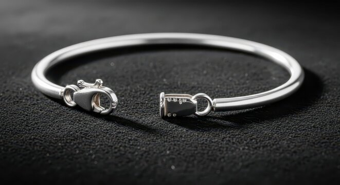 Silver metal bangle with clasp.