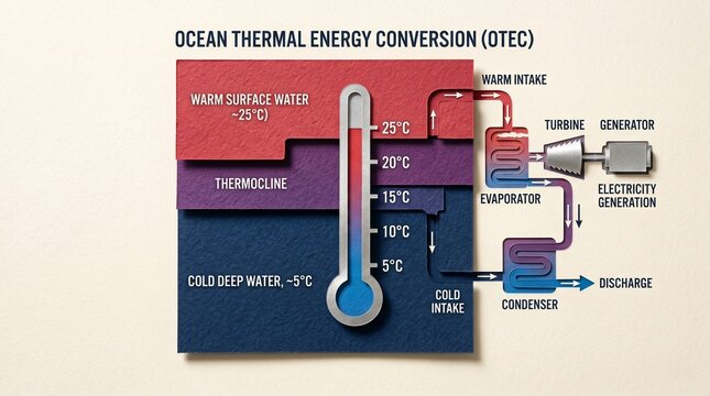 Ocean Thermal Energy Conversion (OTEC) Diagram