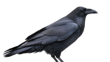 Obraz premium Black raven bird with dark grey feathers and sharp beak