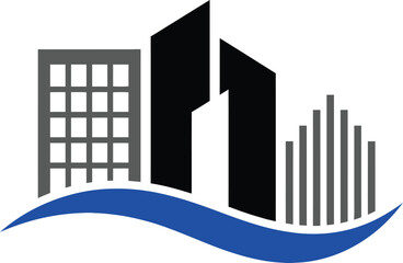 Obraz premium Modern Real Estate and Skyline Logo Concept: