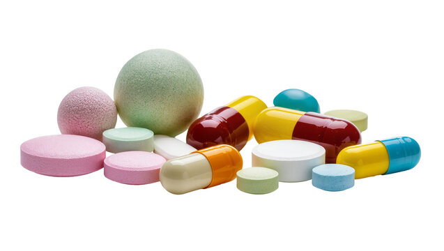 Assorted colorful pills and capsules in various shapes and sizes