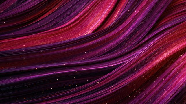 Dynamic fluid lines composed of vibrant magenta and purple waves flow across the dark background.