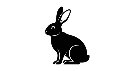 Fototapeta premium Minimalist Black Rabbit Silhouette Vector Graphic