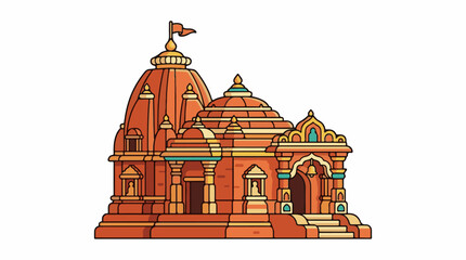 Obraz premium A colorful cartoon illustration of an ornate temple with multiple domes