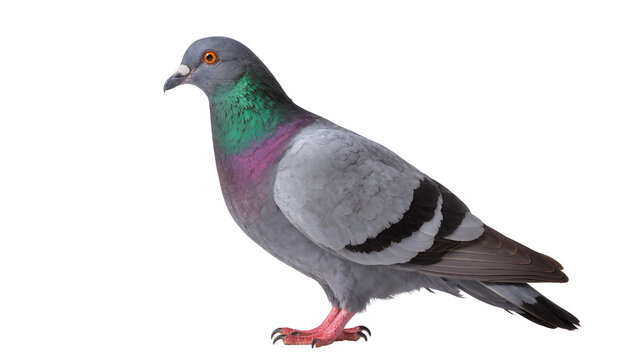 Rock dove pigeon with iridescent neck feathers