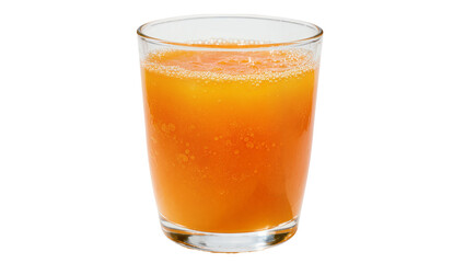 Fototapeta premium Glass of orange juice with foam and bubbles