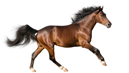 Brown horse with black mane and tail galloping © Emma