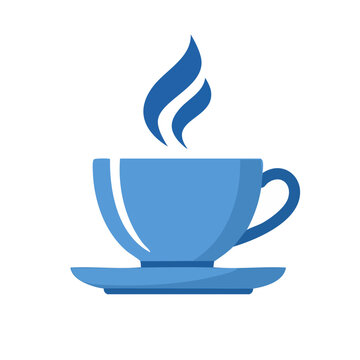 Blue coffee cup with steam icon
