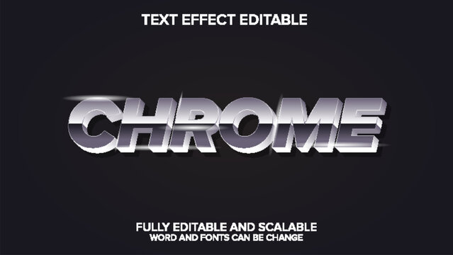 3d text effect chrome retro vector editable