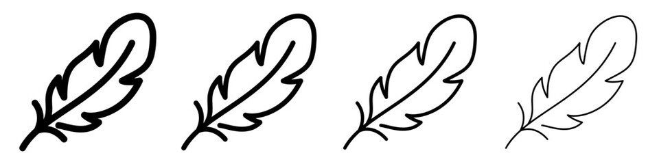 Set of feather icons, symbols for lightness, flight, writing, nature, and creativity. Vector illustration © Viktoriia