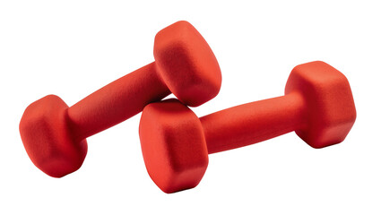 Pair of red dumbbells with textured grip © Leon