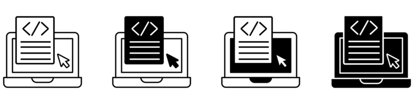 Web page code icon vector set. HTML page structure illustration sign collection. Source code symbol. Website markup logo or mark.
