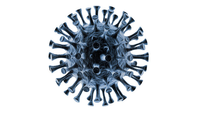 3D rendering of a virus particle with spikes